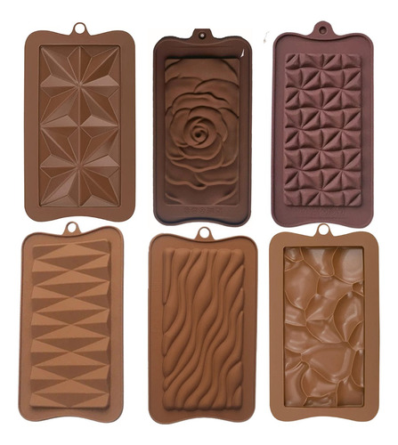 Pack De 6 Moldes Silicona Barra Chocolate