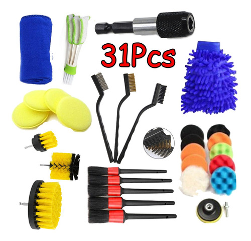 31 Piezas De Brocha Para Detalles De Coche, Kits De Limpieza