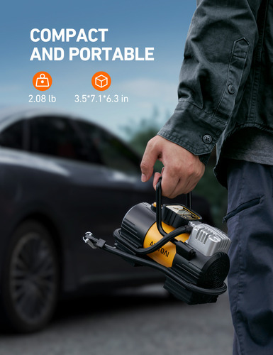 Astroai Inflador De Neumáticos Compresor De Aire Portátil 12v Color Amarillo Fase Eléctrica Monofásica Frecuencia 150 Psi Compresor De Llantas, Compresor De Aire,ibomba De Aire Para Carro Amarillo