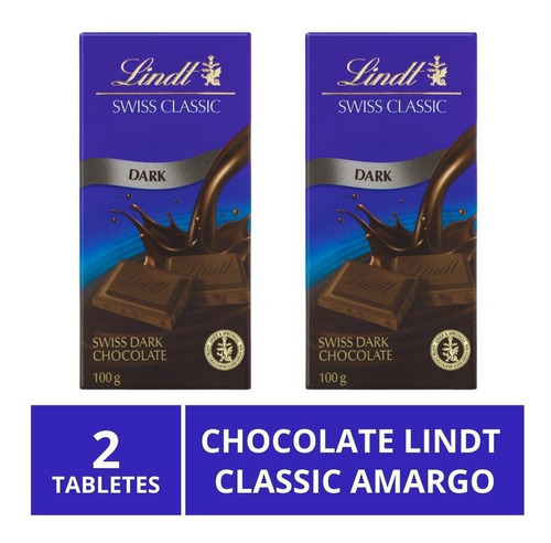 Chocolate Lindt Classic, Amargo, 2 Barras De 100g