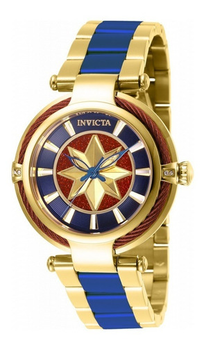 Relógio de pulso Invicta 28832 com corpo dourado vermelho, para feminino, com correia de aço inoxidável cor dourado
