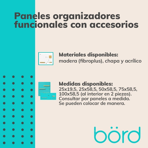 Imagen 9 de 9 de Organizador De Pared Madera Small Con Accesorios 25x60