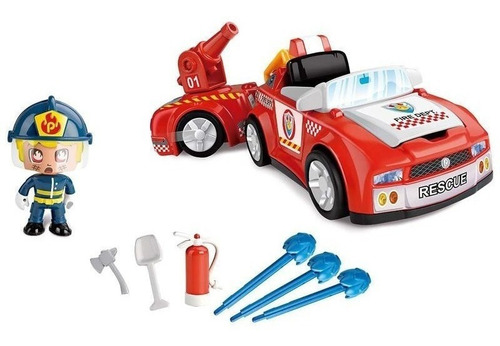 Pin Y Pon Action Auto Bomberos Con Figura Y Acc Original