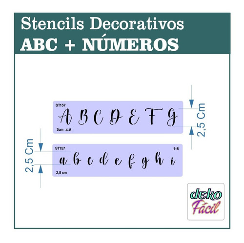 Stencil Decorativo Abc+números 2,5cm Altura De La Fuente