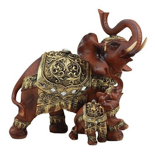 Figura Decorativa Elefante Dorado Decorado Con Budismo Taila