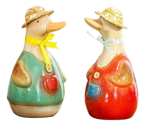 2x Estatuas De De Cerámica Figuras De Animales Lindas