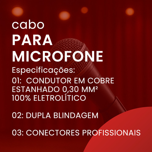 Eletrolon PUL111M500 Cabo de microfone P10 mono para XLR fêmea 5m cor preto