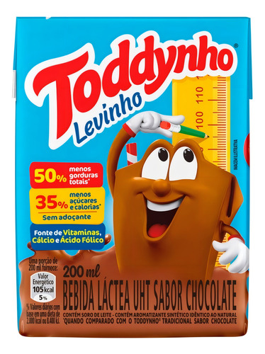 Bebida Láctea Toddynho Uht Chocolate Levinho 200ml Embalagem