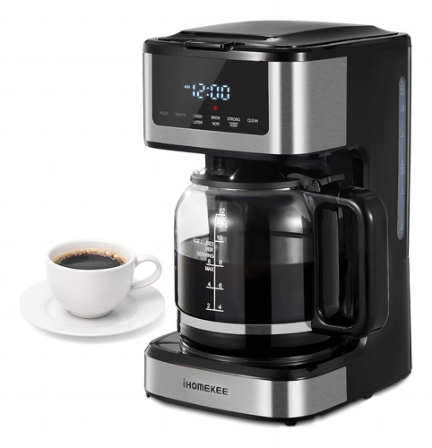 Cafetera Programable, Cafetera De Goteo De 12 Tazas Fun...
