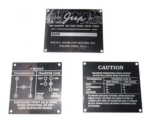 comprar Jeep Willys Juego De Placas De Datos Early Jeep (3 Piezas) P