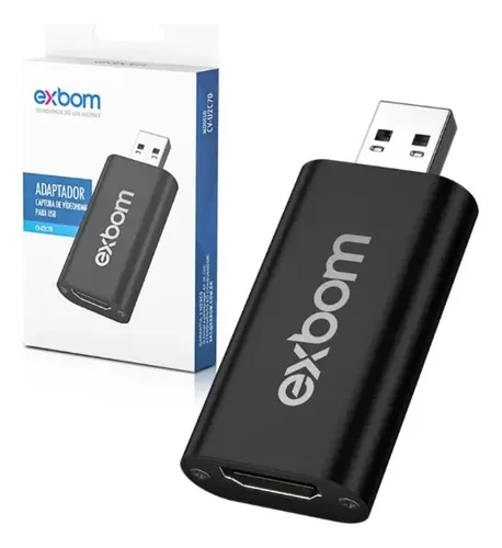Placa de Captura de Vídeo Externa Exbom CV-U2C70 Adaptador HDMI