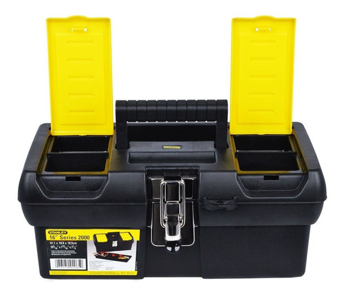 Caja de herramientas Stanley 16-013 de plástico 206mm x 403mm x 181mm negra y amarilla