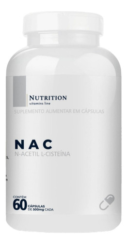 Nac 830mg N-acetil N-cisteína 60 Cápsulas Nutrition Labs Sabor Sem Sabor