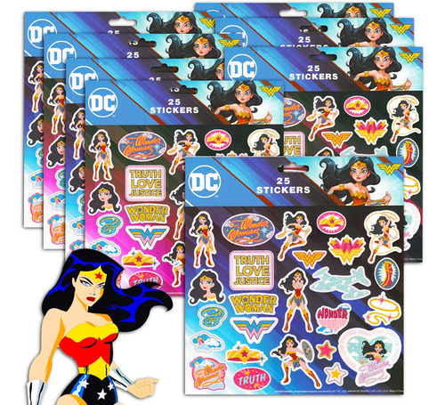 Paquete De Pegatinas Para Fiestas De Wonder Woman ' 200 Pega