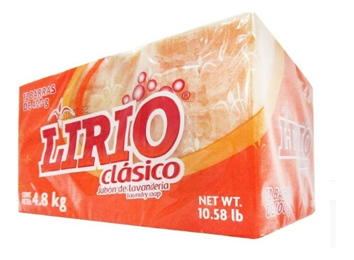 12 Pack Jabón En Barra Lavanderia Lirio Clasico De 400g C/u 