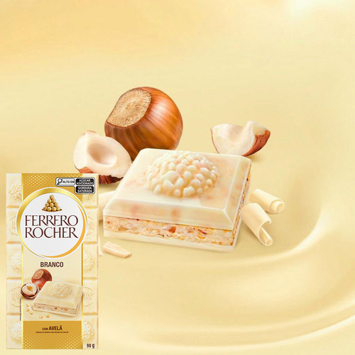 Chocolate Ferrero Rocher Branco Avelã Kit 5 Barras De 90g