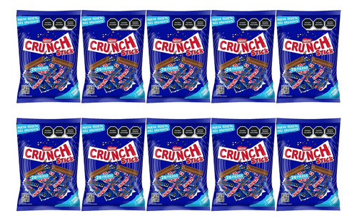Chocolates Nestlé Crunch Stick 10 Bolsas Con 20pzas De 180g