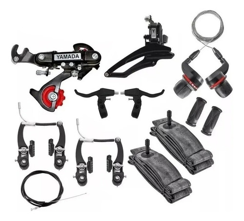 Kit Câmbios 21 18v Marchas Bicicleta + Freio V- Brake Manet