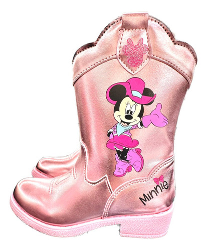 Botas Vaqueras Niña,disney Minnie Mouse Rosa Metálica,usa 