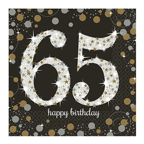 Sparkling Celebration 65th Birthday Luncheon Napkins | 16