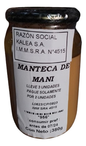 Manteca De Maní 380g Lleve 3 Pague Solo 2