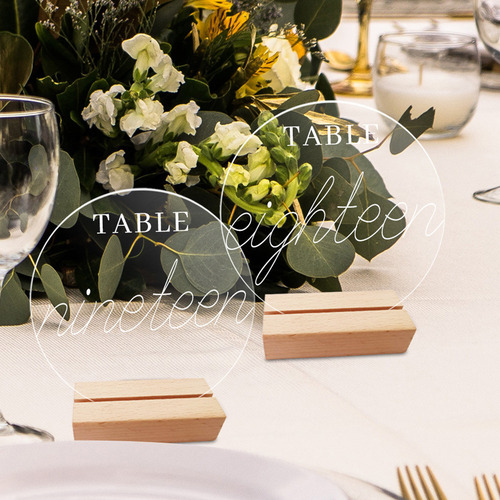 L (bt055) Soporte Para Letreros De Mesa Con Base De Madera