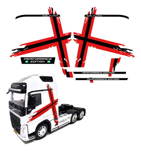 Adesivos Miniatura 1/32 Volvo Fh Performance Vermelho Preto