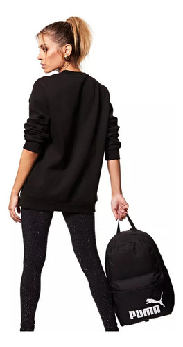 Mochila Puma Phase Unissex Backpack Logo Cat E Puma Cor Preto