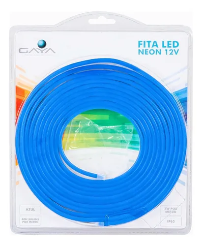 5m Mangueira Led Neon 7w Por Metro Azul 12v 400lm Gaya