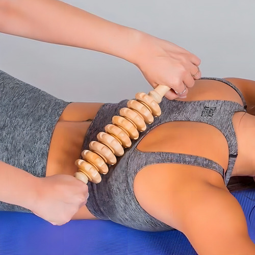 Rodillo de masaje Crossfit Pilates color nude color madera