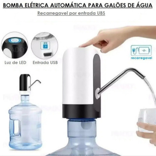 Bebedouro Bomba Elétrica Filtro Para Galão De Água Cor Preto e Branco