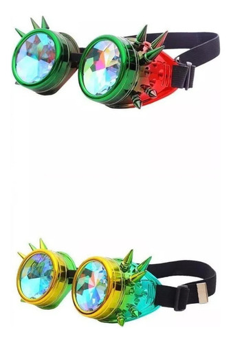 2x Rainbow Steampunk Goggles Gafas De Caleidoscopio De