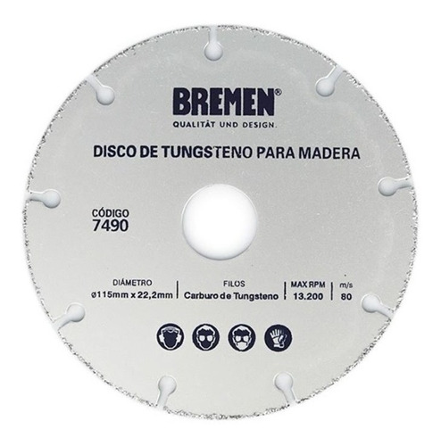 Disco De Corte Amoladora 115mm Bremen Madera Yeso Clavo 7490