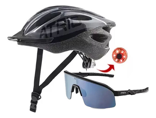 Capacete Atrio C/ Led  + Oculos Atrio Racer Ciclismo Mtb