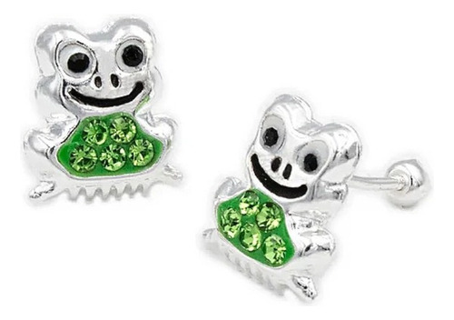 Brincos De Sapo Com Zircônia E Prata 925, Joias Femininas