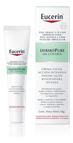 Eucerin Dermopure Oil Control Creme Facial 40ml Oleosa Noite