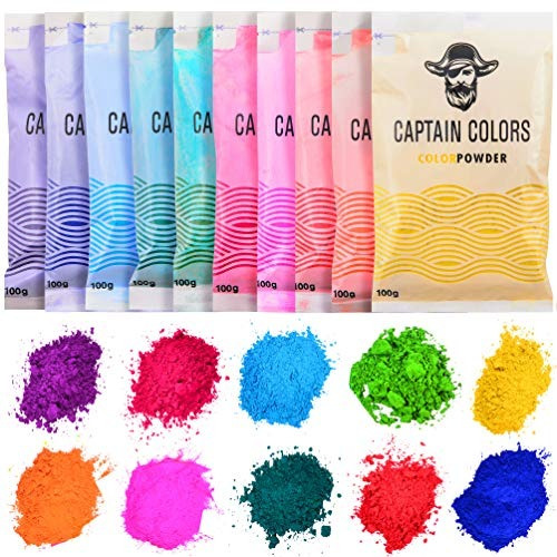 Capitán X Colores 100gram Cada-holi, 10 Polvos De Color Natu