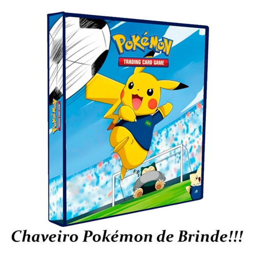 Álbum Fichário Pasta Pokemon + 20 Folhas + 6 Cartas + Brinde