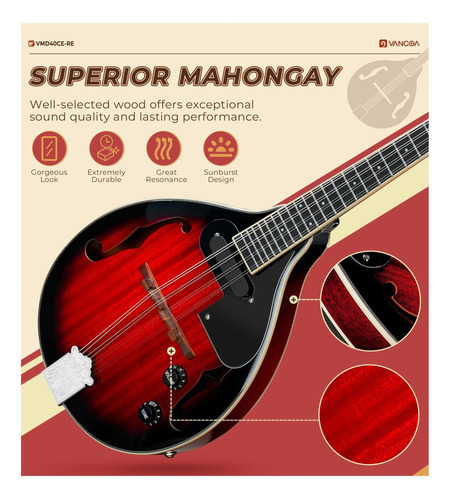 Instrumento Musical De Mandolin Vangoa Un Estilo Acústico De