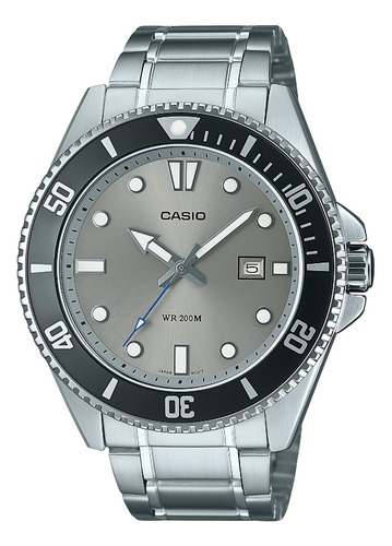 Relógio Casio Duro Masculino Analógico Fundo Cinza 200m Aço Prateado Prateado Cinza