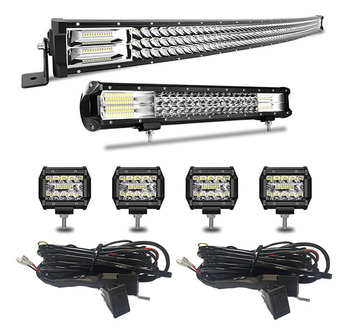 Barra De Luz Led De 52 Pulgadas, 711 W, Curvada + 20 Pulgada