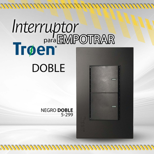 Interruptor Troen P Empotrar Doble / Negro 5-299 (09145)