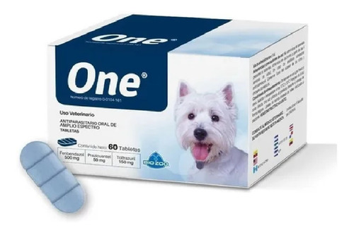 Imagen 1 de 1 de Desparasitante Para Perro Biozoo One 60 Tabletas
