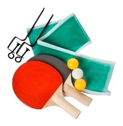 Juego Set Ping Pong 2 Paletas Madera Y 3 Pelotitas Con Red