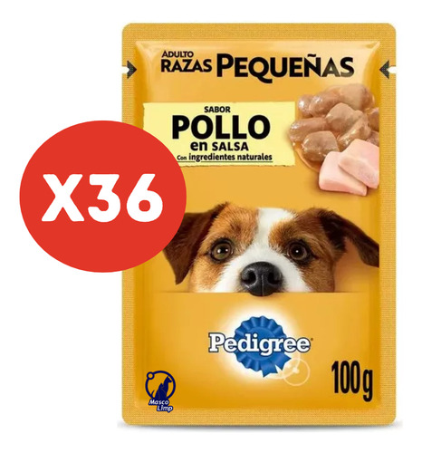 Sachet Pedigree Razas Pequeñas Pollo 100gr - Pack 36 Un