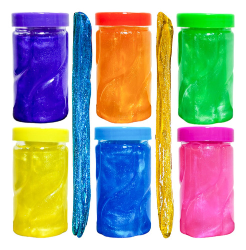 Pote Slime Masa Con Glitter Juguete Souvenir Antiestres X 6