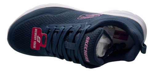 Tenis Skechers Deportivo Memory Foam Comodos Marino 10001mx