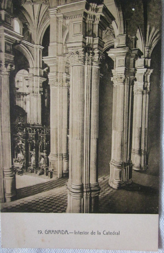 Antigua Postal De Granada Interior De La Catedral