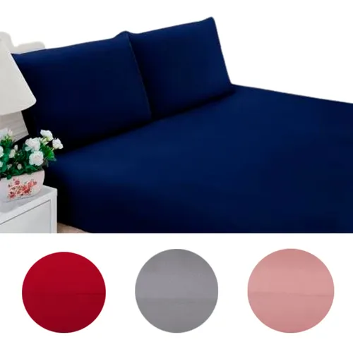 Kit Jogo Lençol Casal Elástico E Fronhas 3pçs 400 Fios Hotel
