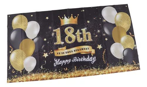 Banner de fundo para decorações de aniversário de 10 anos, ouro